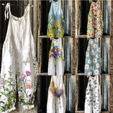 Summer Slub Linen Vintage Print Wide