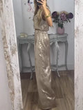 Fongt Women's Vest Trousers High-Waisted Casual Suit Two Sets Of Gold Women 3032