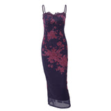 Fongt 2023 New Ins Wind Sexy Back Lace Edge Retro Print Slit