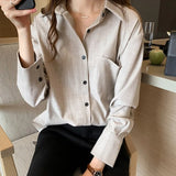 Long Sleeve Women's Blouse Large Size Polo Collar Tops Korean Shirt Solid Color Summer New Fashion Casual