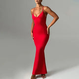 Fongt Summer New Temperament Sexy Trend V Collar Back Slim Dress