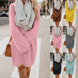 Autumn / Winter Ebaywish Fashionable Women's Dress With Long Sleeves, Round Neck And Loose Plush Dress-Outfit