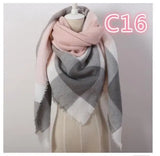 Designer Fashion Pink Scarf Soft Cashmere Acrylic Warp Square Oversize Shawl For Women Winter Plaid