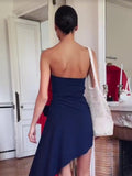 High-End Women's Sexy Hollow Bra Dress Temperament Flower Decoration Irregular Dress Dress Dress Dress Dress Dress