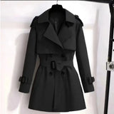 On The New High-Grade Knee Windbreaker Women's 2024 Spring And Autumn Temperament Design British Double Breasted Long Loose Coat-Outfit