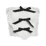 Fongt 2024 New Women's Wear Chic Sexy Bow Tight Love Flounce Small Vest-Outfit