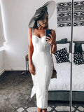 Dress evening 2023 summer women's long maxi bodycon dress ribbed orange red black sexy party dress club birthday
