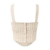 Pink Plaid Strap Top-Outfit