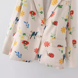 Colorful Flower Printing Women's Casual Suit Jacket In Spring 2024-Outfit