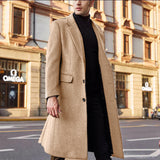 2023 New British Men's Long Trench Coat Woolen Coat Wish Men's Woolen Coat-Outfit