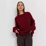 Fongt / Winter 2024 Round Collar Loose Long Sleeve Basic Casual Sweater