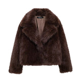Brown Faux Fur Coat Jacket-Outfit