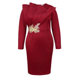 Fongt Embroidered Long-Sleeved Evening Dress Lotus Side Party Long Dress Evening Dresses