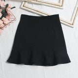 Real Shooting Small Lotus Leaf Side Fishtail Short Skirt Anti-Light High-Rise Thin A Word Bag Hip Skirt