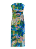Fongt New Women's First-Word Screen Printing Dress Folds