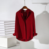 Fongt Red Dingy Shirt Long Sleeve Commuting Professional Blouse Spring And Autumn Anti- Wrinkling Temperament Shirt
