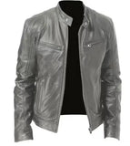 Fongt Business Gentleman Warm Zipper Open Shirt Pocket Decoration PU Leather Jacket Collar Collar Zipper Leather