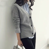Fongt Net Red Knitting Cardigan Coat Large Size Korean Version Loose Thin Autumn All-Match Temperament V Collar Lazy Wind-Outfit