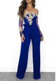 Dress Women's Casual Lace Off-neck Wide-leg Color