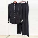 Fongt Early Autumn New Star Fashion Nails Set With A Collar Jacket Trousers Set