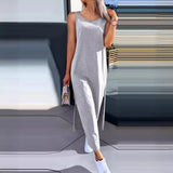 New Summer Simple Solid Color Back Lace Sleeveless Dress Women's Clothing-Outfit