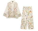 Fongt Women's Summer New Fashion Simple Loose Print Leisure Set