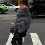 Long Sleeve Off Shoulder Sweater-Outfit