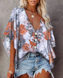 Tees Button V Neck Sexy Casual Befree Short Sleeve