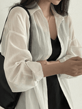 Lightweight Sheer Long Sleeve Blouse-Outfit