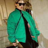 Women's Street Fashion Baseball Uniform Loose Jacket Cotton Jacket Women's Coat A19518-Outfit