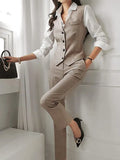 Fongt Fragrant Professional Suit Three-Piece Women's Spring And Autumn Temperament Coat Fashion Vest Professional Trousers Set
