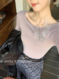 Fongt Xixi Autumn 2025 New White Standard Elegant Slanted-Sleeve-Sleeve Jacket Sweater 89616