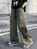 Buttoned Pocket Patch Cargo Pants-Outfit