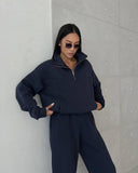Fongt New Casual Fashion Splicing Thick Long-Sleeved Trousers Set