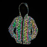 2024 New Original Mushroom Dazzle Color Reflective Jacket Men's Colorful Laser Hooded Jacket-Outfit