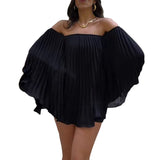 Fongt Summer New Women's Clothing Out-Shoulder Commut Fashion Leisure Shorts Pressure Folding Set
