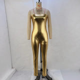 Fongt Women's Fall / Winter 2023 Metal Color Sexy Strapless Jumpsuit Pants Women's Jumpsuit-Outfit