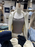 Women Crop tops 2023 Winter Casual Ladies Commuter Crop Tops Threaded Bow Sling Solid Comfortable For Women's Tank Tops-Outfit