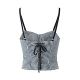 Spring New French Plaid Lace Hanging Half-Length Skirt Suit With Chest Cushion A-Outfit