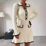 Fongt Women's Dresses In Autumn 2025 Elegant Knitted Dress