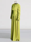 French Elegant High-End Set 2025 New Round Collar Folding Short Coat Solid Color High Waist Half-Dress
