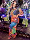 2024 Women's Summer New Casual Painting Print Excaught Orum Dressed And