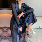 Women Clothes Windbreaker Women 2023 New Mid Long Autumn Thin Coat Organza Sleeve Acetate Coat