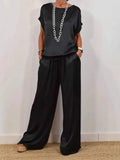 Fongt And Summer 2025 New Trendy Loose Shirt Broad Leg Trousers Casual Set
