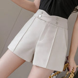 Size Suits Shorts Women 2022 Summer New High Waist Solid Black Office Work Shorts Ladies Pocket Gray Wide Leg Trouser