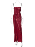 Red Sequin Wrapped Bodycon Mini Dress-Outfit