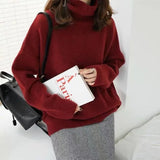 Waxy Milk Department Turtleneck Sweater Autumn Winter Loose Head Lazy Wind Loose Knit Bottom Shirt Jacket Tide-Outfit