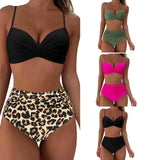 Fongt New Split High Waist Sexy Swimsuit Lady Small Chest Gathered Bikini