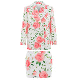 Fongt New Star Fashion Rose Print Double Buckle Suit Half Skirt Suit Two