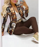 Spring Autumn Two Piece Set Women Office Tracksuits For Ladies Outfits Lapel Collar Double Breasted Blazer Suit Pants